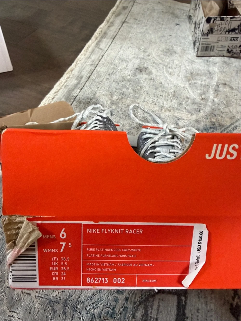 Nike Women's Flyknit Racer Running Shoes - Light Gray/White